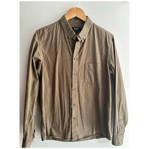 A.P.C. Men’s Casual Button Down Shirt in Brown